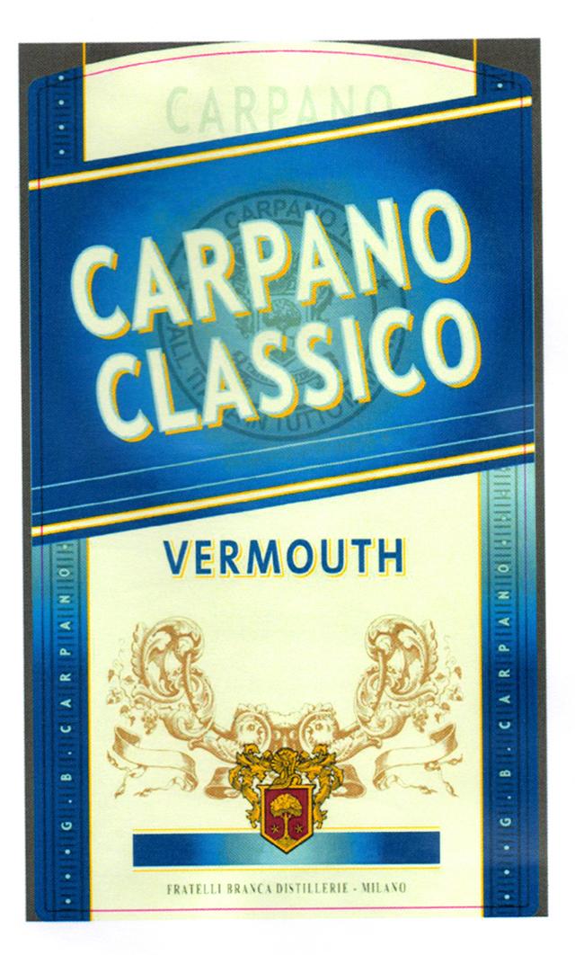 CARPANO CLASSICO VERMOUTH FRATELLI BRANCA DISTILLERIE - MILANO