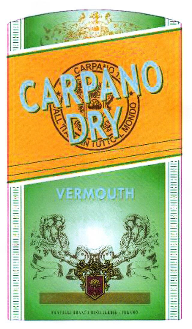 CARPANO DRY VERMOUTH ALL TUTTO MONDO FRATELLI BRANCA DISTILLERIE - MILANO