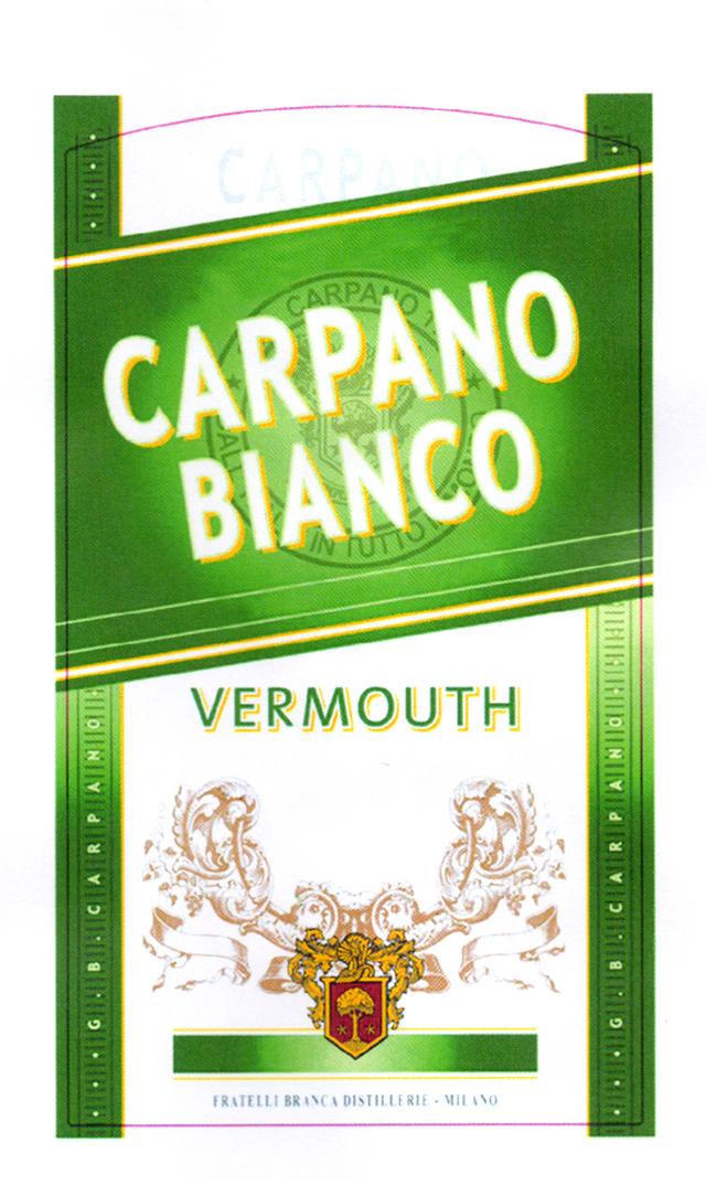 CARPANO BIANCO VERMOUTH ALL TUTTO MONDO FRATELLI BRANCA DESTILLERIE - MILANO