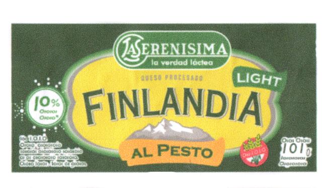 FINLANDIA LA SERENISIMA LA VERDAD LACTEA LIGHT AL PESTO QUESO PROCESADO