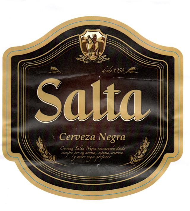 SALTA DESDE 1958  CERVEZA NEGRA CERVEZA SALTA NEGRA RECONOCIDA DESDE SIEMPRE POR SU AROMA, ESPUMA CREMOSA Y COLOR NEGRO PROFUNDO