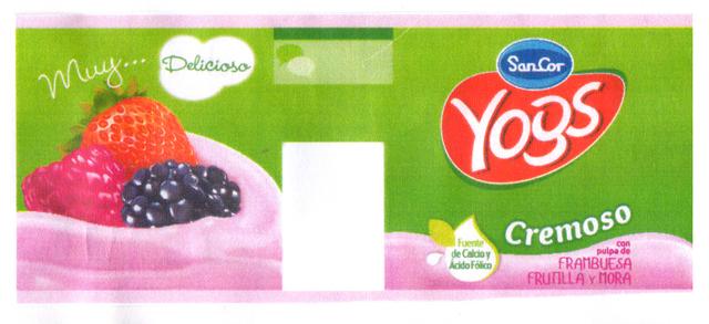 SANCOR YOGS CREMOSO MUY DELICIOSO CON PULPA DE FRAMBUESA FRUTILLA Y MORA FUENTE DE  CALCIO Y ACIDO FOLICO