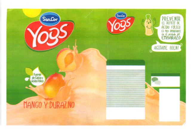 SANCOR YOGS  PREVENIR EL DÉFICIT DE ÁCIDO FÓLICO ES MUY IMPORTANTE EN EL PERÍODO DEL EMBARAZO AGITAME BIEN FUENTE DE CALCIO Y ACIDO FÓLICO SABOR MANGO Y DURAZNO