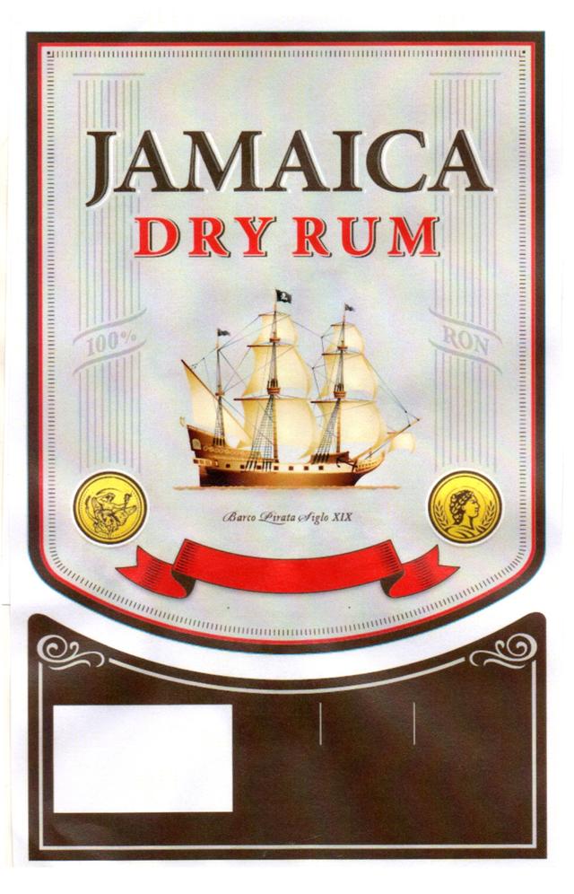 JAMAICA DRY RUM BARCO PIRATA SIGLO XIX 100 % RON