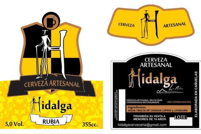 CERVEZA ARTESANAL HIDALGA RUBIA 5,0 VOL. 355 CC. CERVEZA ARTESANAL SIN FILTRAR CARBONATADA NATURALMENTE SIN CONSERVANTES INGREDIENTES: AGUA MALTA DE CEBADA LUPIDO Y LEVADURA PROHIBIDA SU VENTA A MENORES DE 18 AÑOS HIDALGACERVECERIA@GMAIL.COM LOTE: