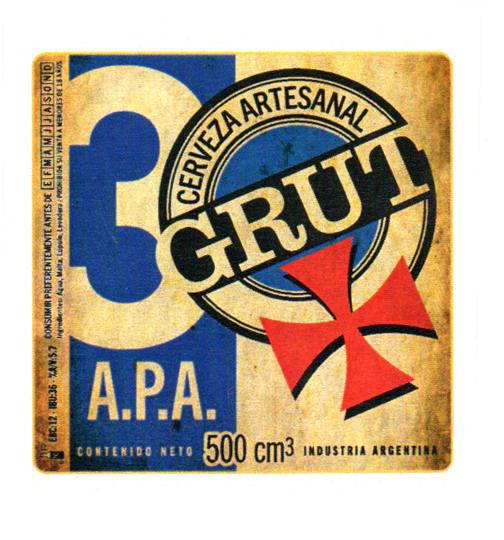 CERVEZA ARTESANAL GRUT A.P.A. CONTENIDO NETO 50 CM3 INDUSTRIA ARGENTINA