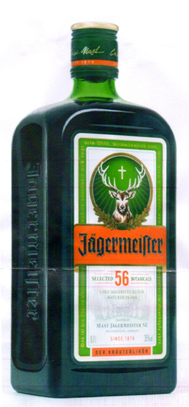 JÄGERMEIFTER SELECTED 56 BOTANICALS COLD MACERATED ELIXIR MATURED IN OAK CRAFTED BY MAST-JÄGERMEISTER SE WOLFENBUTTEL, GERMANY SINCE 1878 0.75L 35%ML DER KRÄUTERLIKÜR