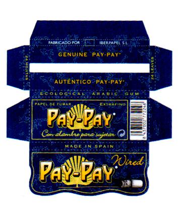 PAY-PAY CON ALAMBRE PARA SUJETAR  MADE IN SPAIN PAY-PAY WIRED ECOLOGICAL ARABIC GUM PAPEL DE FUMAR EXTRAFINO FABRICADO POR IBERPAPEL S.L. GENUINE PAY-PAY 24 LEAVES B 437002772246