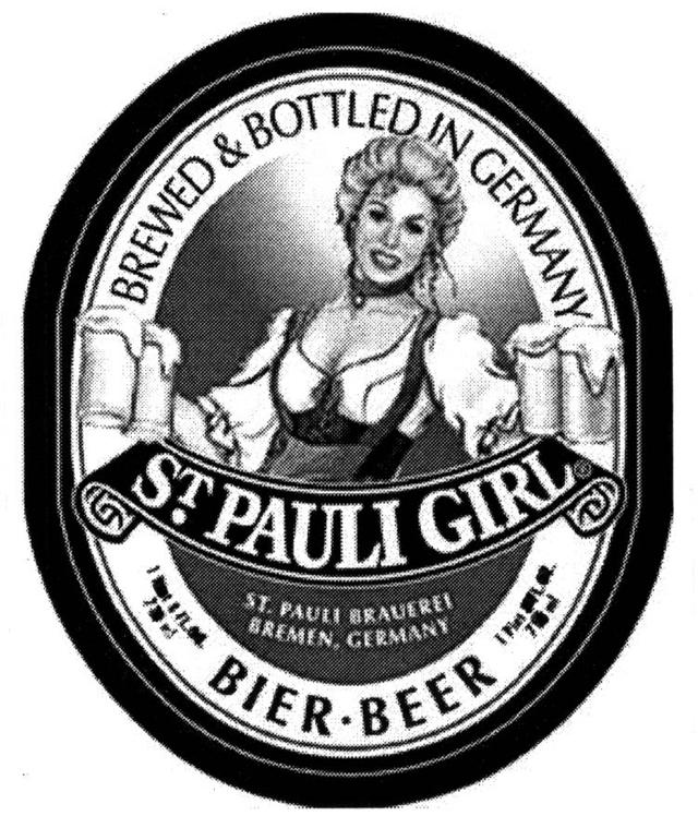 ST. PAULI GIRL BIER-BEER BREWED & BOTTLED IN GERMANY ST. PAULI        BRAUEREI BREMEN, GERMANY