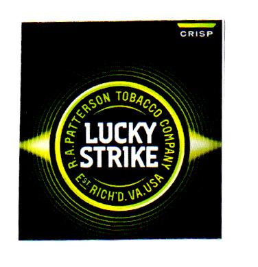 LUCKY STRIKE R.A.P PATTERSON TOBACCO COMPANY EST RICH'D. VA. USA