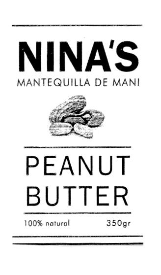 NINA'S MANTEQUILLA DE MANI, PEANUT BUTTER 100% NATURAL 350 GR