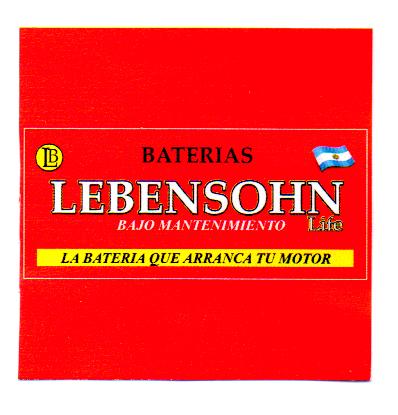 BATERIAS LB LEBENSOHN BAJO MANTENIMIENTO LIFE LA BATERIA QUE ARRANCA TU MOTOR