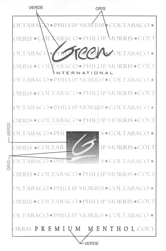 GREEN INTERNATIONAL G PREMIUM MENTHOL PHILLIP MORRIS COLTABACO