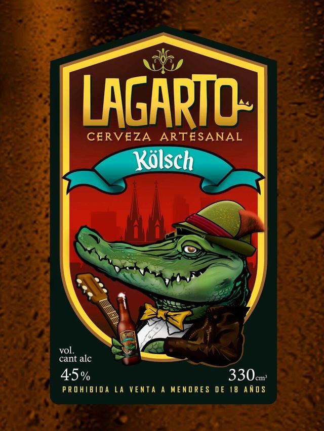 LAGARTO CERVEZA ARTESANAL KÖLSCH VOL. CANT ALC 4.5 % 330 CM³ PROHIBIDA LA VENTA A MENORES DE 18 AÑOS