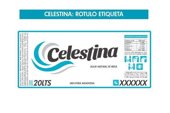 AGUA CELESTINA NATURAL DE MESA INDUSTRIA ARGENTINA CONT NETO 20 LTS CELESTINA: ROTULO ETIQUETA