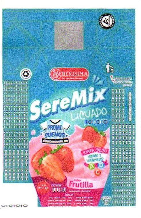 SEREMIX LA SERENISIMA LA VERDAD LACTEA LICUADO DE LECHE SABOR FRUTILLA PROMO SUEÑOS ALIMENTAMOSSUEÑOS.COM EXTRA CALCIO HIERRO Y VITAMINAS A D C  PROTEGE LO BUENO TETRA PAK CUIDA LA NATURALEZA RECICLA ESTE ENVASE