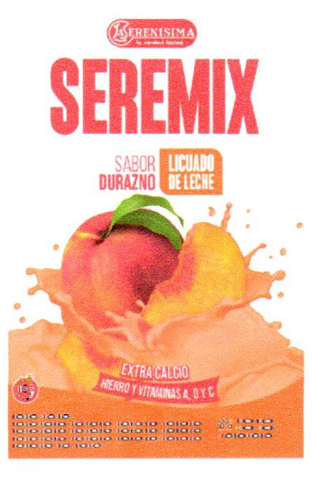 LA SERENISIMA LA VERDAD LACTEA SEREMIX SABOR DURAZNO LICUADO DE LECHE EXTRA CALCIO HIERRO Y VITAMINAS A, D Y C.