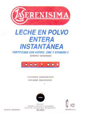 LS LA SERENISIMA LECHE EN POLVO ENTERA INSTANTÁNEA FORTIFICADA CON HIERRO, ZINC Y VITAMINA C