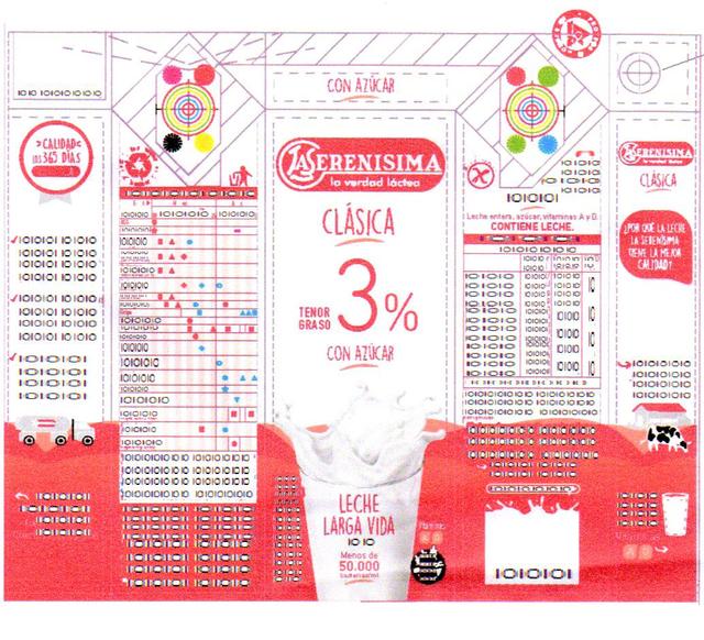 CON AZUCAR LA SERENISIMA LA VERDAD LÁCTEA CLÁSICA TENOR GRASO 3 % CON AZÚCAR LECHE LARGA VIDA MENOS DE 50.000 BACTERIAS/ ML CALIDAD LOS 365 DÍAS  LECHE ENTERA, AZÚCAR, VITAMINAS A Y D CONTIENE LECHE LA SERENISIMA CLÁSICA ¡POR QUE LA LECHE LA SERENISIMA TIENE LA MEJOR CALIDAD?