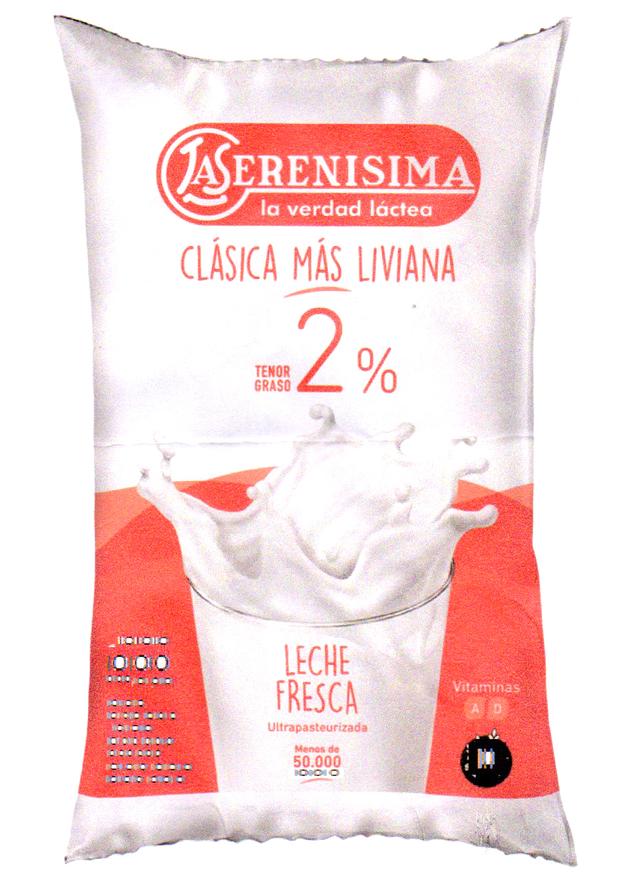 LA SERENISIMA LA VERDAD LACTEA CLASICA MAS LIVIANA TENOR GRASO 2% LECHE FRESCA ULTRAPASTEURIZADA MENOS DE 50000 VITAMINAS A D