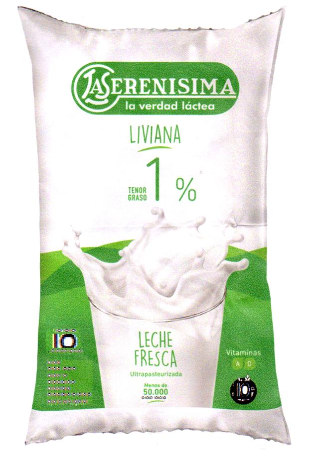 LA SERENISIMA LA VERDAD LACTEA LIVIANA TENOR GRASO 1% LECHE FRESCA ULTRAPASTEURIZADA MENOS DE 50000 VITAMINAS A D