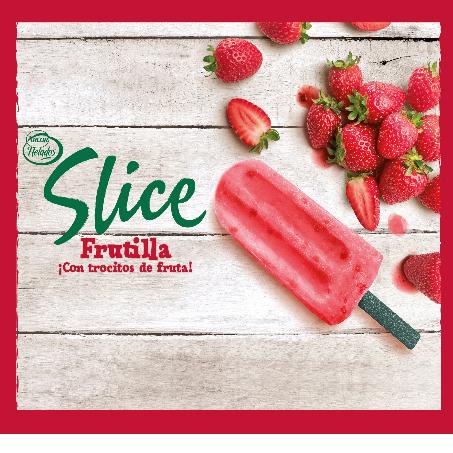 SLICE FRUTILLA ¡CON TROCITOS DE FRUTA! (& DISEÑO)