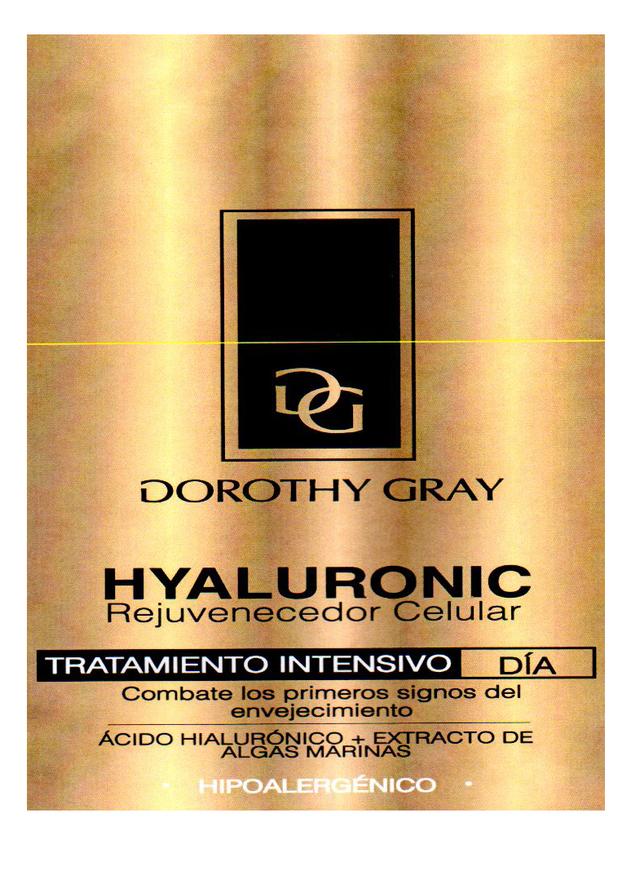 DG DOROTHY GRAY HYALURONIC REJUVENECEDOR CELULAR TRATAMIENTO INTENSIVO DÍA COMBATE LOS PRIMEROS SIGNOS DEL ENVEJECIMIENTO ACIDO HIALURÓNICO + EXTRACTO DE ALGAS MARINAS HIPOALERGÉNICOS