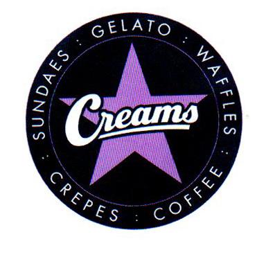 CREAMS SUNDAES GELATO WAFFLES COFFEE CREPES