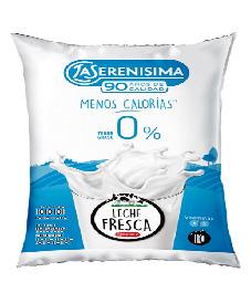 LA SERENISIMA 90 AÑOS DE CALIDAD MENOS CALORIAS TENOR GRASO 0% LECHE FRESCA VITAMINAS A D