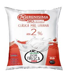 LA SERENISIMA 90 AÑOS DE CALIDAD CLASICA MAS LIVIANA TENOR GRASO 2% LECHE FRESCA VITAMINAS A D