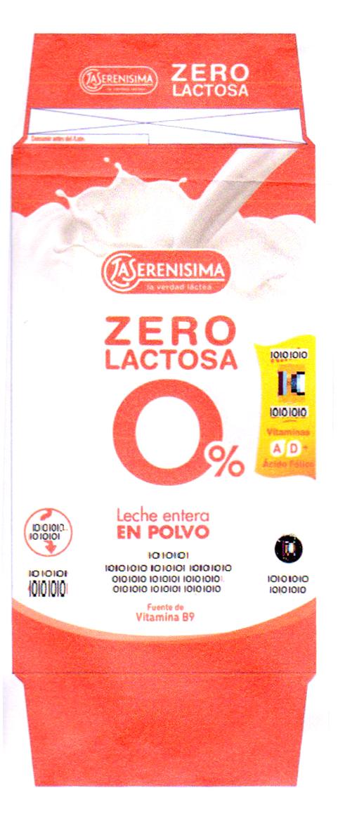 LASERENISIMA LA VERDAD LACTEA ZERO LACTOSA 0% LECHE PARCIALMENTE DESCREMADA VITAMINAS A D