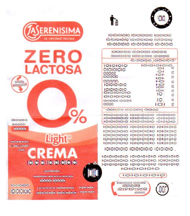 LA SERENISIMA LA VERDAD LACTEA ZERO LACTOSA 0% LIGHT CREMA