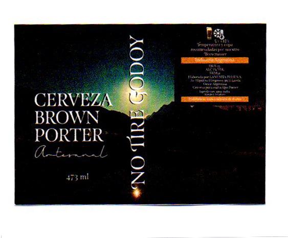 CERVEZA BROWN PORTER ARTESANAL 473 ML NO TIRE GODOY INDUSTRIA ARGENTINA