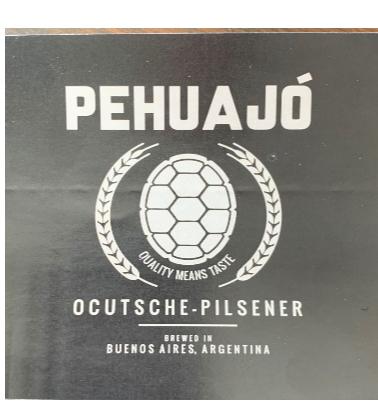 PEHUAJO QUALITY  MEANS TASTE OCUTSCHE - PILSENER BREWED IN BUENOS AIRES, ARGENTINA