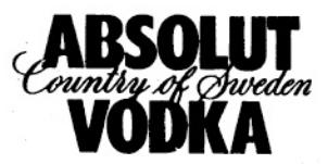 ABSOLUT VODKA COUNTRY OF SWEDEN