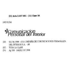 COMUNICACION PERSONAL DEL INTERIOR