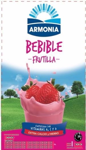 ARMONIA BEBIBLE FRUTILLA FORTIFICADA CON VITAMINAS A, C Y D EXTRA CALCIO Y HIERRO