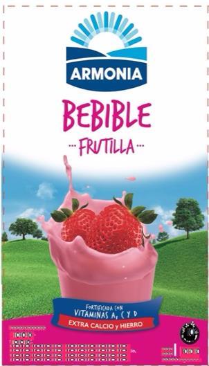 ARMONIA BEBIBLE FRUTILLA FORTIFICADA CON VITAMINAS A, C Y D EXTRA CALCIO Y HIERRO