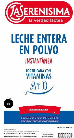 LA SERENISIMA LA VERDAD LACTEA LECHE ENTERA EN POLVO INSTANTANEA FORTIFICADA CON VITAMINAS A Y D