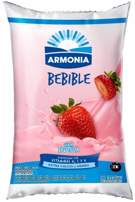 ARMONIA BEBIBLE SABOR FRUTILLA FORTIFICADA CON VITAMINAS A, C Y D EXTRA CALCIO Y HIERRO