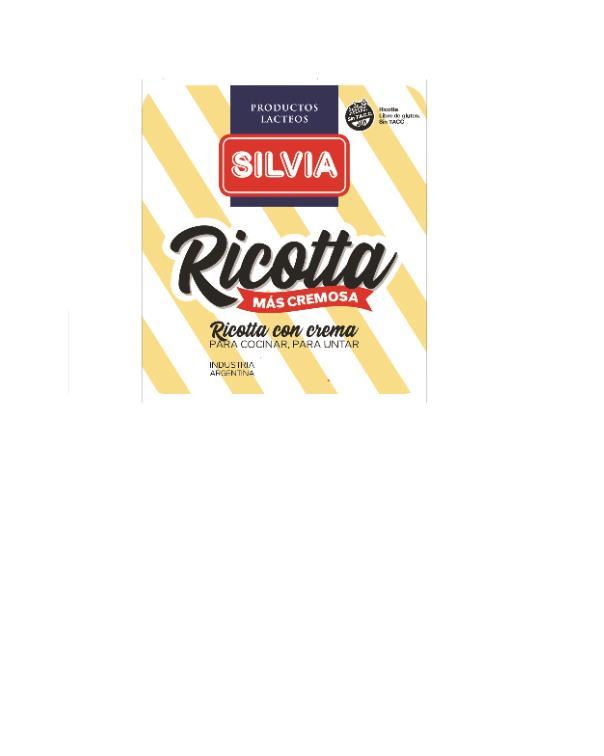 PRODUCTOS LACTEOS - SILVIA - RICOTTA MAS CREMOSA - RICOTTA CON CREMA PARA COCINAR PARA UNTAR, RICOTTA LIBRE DE GLUTEN, SIN TACC - INDUSTRIA ARGENTINA