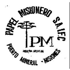 PAPEL MISIONERO S.A.I.F.C. PUERTO MINERAL- MISIONES INDUSTRIA         ARGENTINA P M